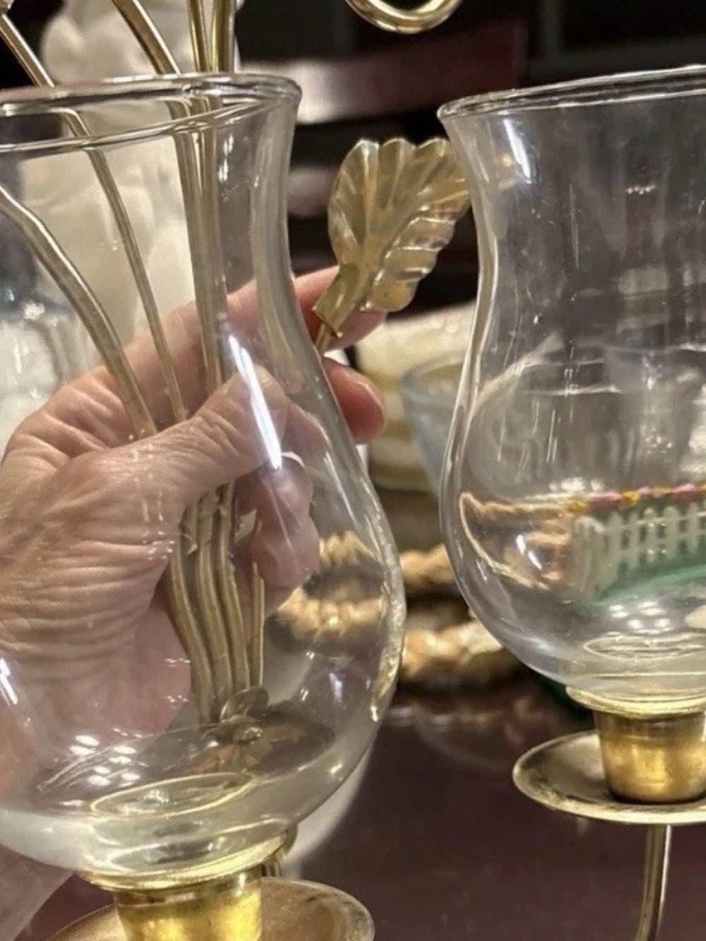 2 Vintage Blown Glass Peg Votive Candleholder votives Home Interiors. - Picture 2 of 3
